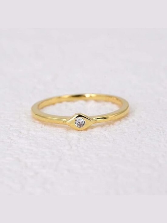 14k Yellow Gold Evil Eye Contemporary [Ring Type]. SKU  18K Yellow Gold Plating Sterling Silver Evil Eye Dainty Ring